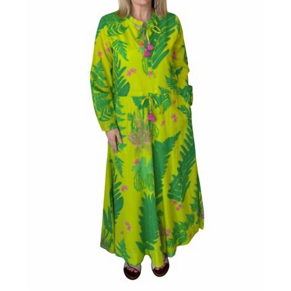 NEW LA PLAGE capricorn maxi dress in chartreuse